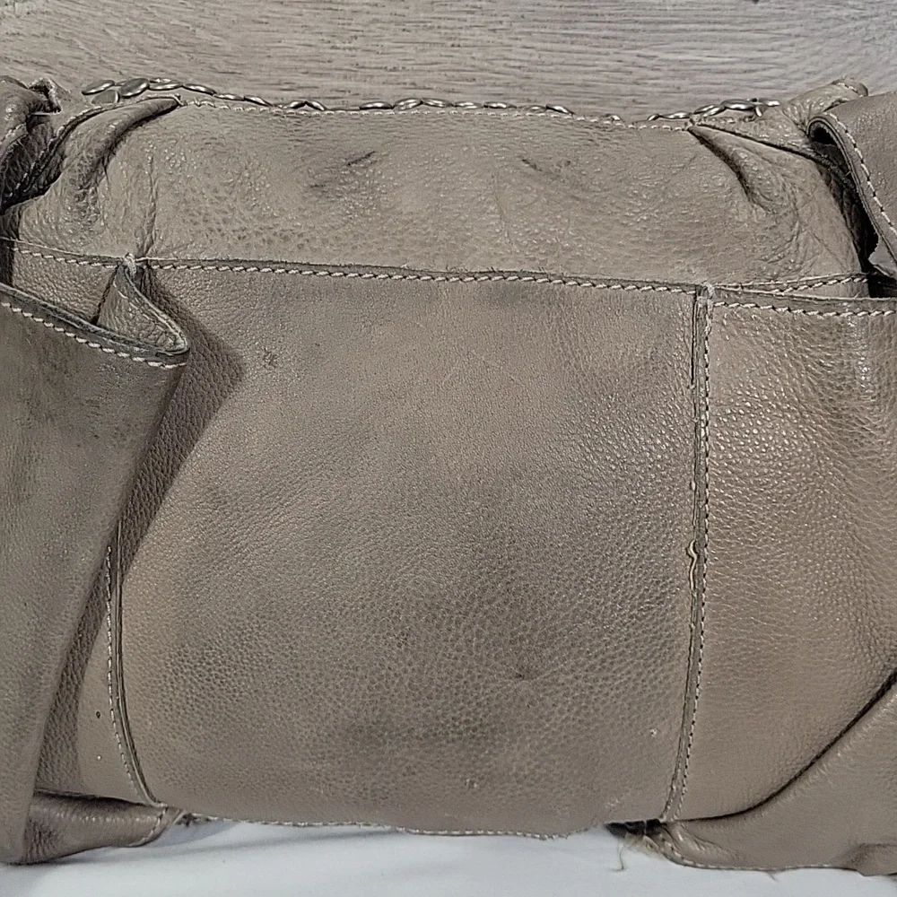 Cut & Paste for Anthropologie Studded Gray Leather Shoulder Bag